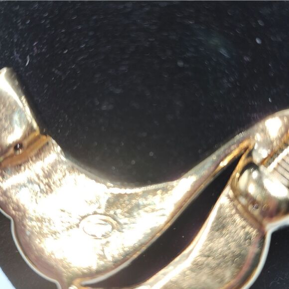 VTG 90's Trifari Omega Chain Green and White Enamel Swirl Choker Necklace - Picture 8 of 13